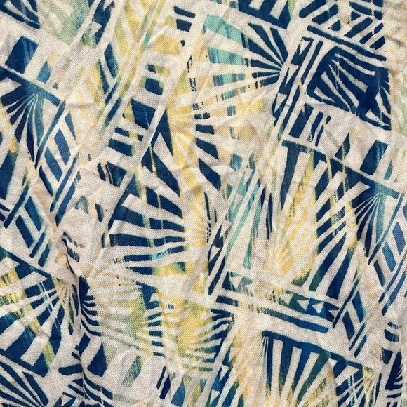 Chicos Kimono Open Front Tassels Blue White Yellow Rayon Small Medium Coastal - Picture 2 of 7